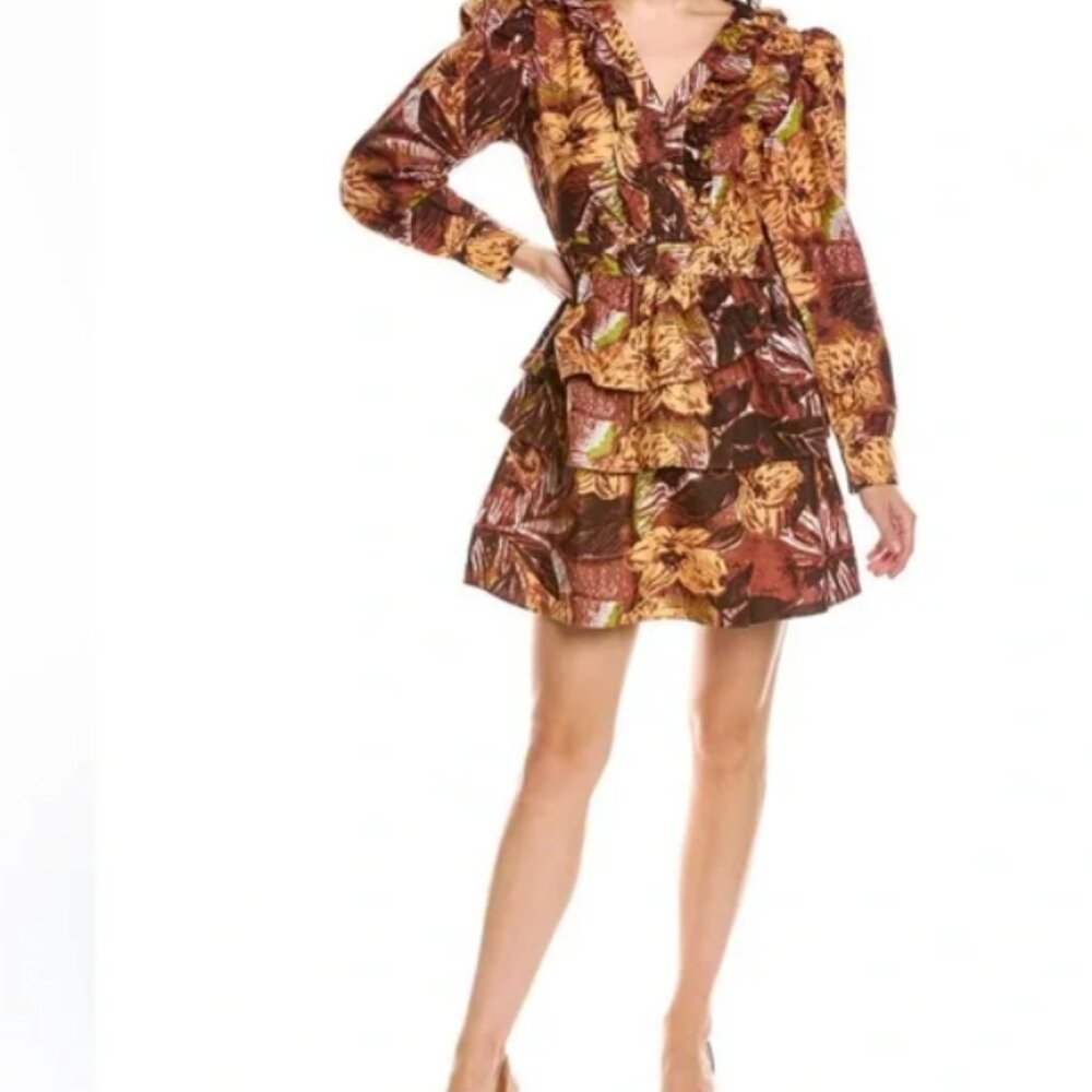 NWT Walter Baker Josephina Dress Tropical Ruffle Mini-Island Chic-Size 12 - Picture 5 of 9